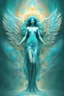 Placeholder: biblical accurate angel but a abstract surreal cyan bright holy flower