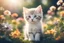 Placeholder: antropomorph kitten flower in a flowergarden in sunshine, ethereal, cinematic postprocessing