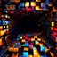 Placeholder: a 3d fractal structure made of metallic random color cubes, pertty artistc background