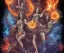 Placeholder: four dolldivine representing each one the elements fire, earth, air, and water. Mark Brooks and Dan Mumford, comic book art, perfect, smooth elemental galactic space core royalty queens crown.