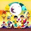 Placeholder: Abstract children celebrating end of ramadan