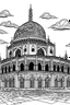 Placeholder: Coloring page, attractive picture, Al-Aqsa Mosque, clear thick line, blank pictures of colors, white background, black and white