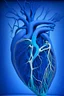 Placeholder: Large vessel aneurysm, realism with maximum anatomical accuracy, only the vessel itself with a wall defect is in the frame, blue background