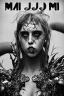 Placeholder: Danish singer MØ face, darkness style witch sad end hell sureal