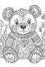 Placeholder: Outline art for coloring page, WHIMSICAL HAPPY TEDDY BEAR, coloring page, white background, Sketch style, only use outline, clean line art, white background, no shadows, no shading, no color, clear