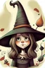 Placeholder: Young witch in the form of a witches hat, children’s book character, whimsical, creepy