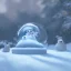 Placeholder: Snow globe, studio ghibli characters, hyper realistic, 8k