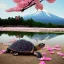 Placeholder: Turtle and Mount Fuji and cherry blossoms