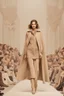 Placeholder: a winter fashion runway with moderna clothes inspired by Superman style, embroidery elegante fashion beige tones