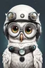 Placeholder: Cute white owl with pilot helmet with goggles