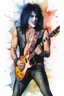 Placeholder: text "MOTLEY CRUE", head and shoulders portrait, Motley Crue Paul Stanley - well-shaped, perfect figure, perfect face, laughing, a multicolored, watercolor stained, wall in the background, professional quality digital photograph, 4k, 8k, 32k UHD, Hyper realistic, extremely colorful, vibrant, photorealistic, realistic, sharp, highly detailed, professional quality, beautiful, awesome, majestic, superb, trending on artstation, pleasing, lovely, Cinematic, gorgeous, Real, Life like, Highly detailed,