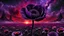 Placeholder: black poppy seed , purple poppy flower in the bloody sunset, on alien land, weird, surreal, complementer colors, fog, shadows, dead world, high detailed, far above on the dark sky is nebula, weird, surreal style, splash art