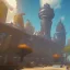 Placeholder: q-version mmo architecture concept in overwatch，vertical view