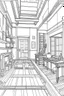 Placeholder: Outline art, House interior design, cartoon style, thick lines, low details, --ar 9:11