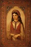 Placeholder: An intricate Iranian carpet from the Byzantine era in the center of the painting Beautiful gypsy girl.