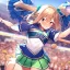 Placeholder: Clear focus,High resolution,High quality, An anime girl, cheerleader, jumping, sweating