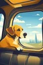 Placeholder: dog in an airplane, peering out of the window with excitement, the landscape changing from his departure to the approaching beauty of Istanbul vector art