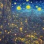 Placeholder: painting of a city in a fantasy starry night photorealistic