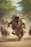 Placeholder: Animation image of warthogs running wild laughing, 8k high quality real life animation