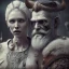 Placeholder: old viking with his zombie wife, scary, steam punk, realistic, made in octane, cinematic, ultra-realistic, extremely detailed octane rendering, 8K, VRAY Super Real ar 2:3, dof photorealistic futuristic 50mm lens hard lighting dark gray tintype photograph, realistic lighting, sepia color