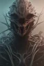 Placeholder: evil predator with crown, alien, brutal face, tron, head, burn eyes, 8k, finely detailed, dark light, photo realistic, hr giger, cyberpunk