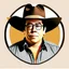 Placeholder: vector graphic of Gustavo Petro serious with a cowboy hat, with a shirt and jeans, without glasses, without a tie