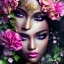 Placeholder: black skin fairy, beautiful portrait, flowery landscape