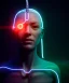 Placeholder: Ultra realistic photographic night portrait, cinematic, <blonde woman> <hanging wires> many wires coming out of the head <perfect pupil> <cyborg arm> <garage> <wide angle Shot> <sci-fi futuristic> <thriller>, neon lights, color fog, soft color, highly detailed, unreal engine 5, ray tracing, RTX, lumen lighting, ultra detail, volumetric lighting, high definition.