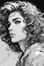 Placeholder: Line art illustration of a girl, with highly detailed hair and facial features in the comic book art style of Bill Sienkiewicz and Frank Miller, 4k, bold and detailed inking and shading