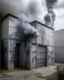 Placeholder: A gray facility with noxious smoke painted by Georges Seurat