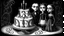 Placeholder: draw a birthday cake with logo number 23 and one candle 23 ,Insanely detailed Addams Family movie still with Barbie dolls, art by tim burton