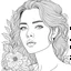 Placeholder: floral, full view, realistic face, coloring page, only draw lines, coloring book, clean line art, –no sketch, color, –ar 3:4, white background, minimalistic black lines, minimal black color, low level black colors, coloring page, avoid thick black colors, thin black line art, avoid colors, perfect shape, perfect clear lines,