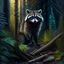 Placeholder: Oil painting of a raccoon in the forest full body vectorized hyperdetailed 4k