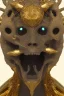 Placeholder: black male African alien, cracks in the voodoo head, wicked, diamond eyes, crown, blood, 8k, finely detailed, photo realistic, leopard style turquoise skull head gold dragon space alien rain skeleton gold teeth silver crown silver space suit spaceships