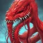 Placeholder: Red Tentacle monster with teeth, horror, detailed, realistic, gore, eyes, 4K, fantasy, scary, demonic, hyper realistic