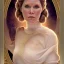 Placeholder: square framed complete and ultra realistic detailed head to waist stunning portrait of young carrie fisher as Princess Leia with realistic hairstyle by Mandy Jurgens and mucha and Richard Schmid and chuck close and chie yoshii, extraordinary and detailed ceremony dress of star wars,brown eyes