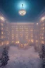 Placeholder: The Overlook Hotel, nostalgic, warm, led lights.