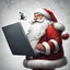 Placeholder: Santa Claus installing a Linux distribution