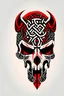 Placeholder: wolf skull with simple and minimalistic thick lined red celtic war paint on it