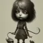 Placeholder: cute girl and litlle monster, Style John Kenn Mortensen,