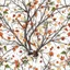 Placeholder: detailed Real Tree Camouflage made of bare bush branches, fir branches, dried maple leaves, snow and dirt, white background, seamless repeatable texture camo pattern, muted
