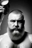 Placeholder: close up photography, dirty burly russian ugly strong chubby 56 years old man, bullneck, milk falling from above, splashing and dripping milk in the face, milk dripping on the beard, with dirty tank top, tattoo, serious eyes, manly chest, 35mm lens, natural light