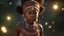 Placeholder: little very young Zulu girl, peaceful, gentle, confident, calm, wise, facing camera, head and shoulders, traditional Zulu costume, perfect eyes, exquisite composition, night scene, fireflies, moon, stars, beautiful intricate insanely detailed octane render, trending on artstation, 8k artistic photography, photorealistic concept art, soft natural volumetric cinematic perfect light, chiaroscuro, award-winning photograph, masterpiece, Raphael, Caravaggio, Bouguereau, Alma-Tadema