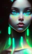 Placeholder: young girl, cute, beautiful, long hair, black hair, light green skin, flat nose, black eyes, big eyes, turquoise dress, head and shoulders portrait, 8k resolution concept art portrait by Greg Rutkowski, Artgerm, WLOP, Alphonse Mucha dynamic lighting hyperdetailed intricately detailed