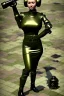 Placeholder: Russian military girl. Army green surfaces body, latex. Steam-punk robot face. Metallic speakers on ears, Perfect body, thick thighs and calves. simple face. Wide hip, skirt bleats nicely. Asa Akira. Partly symmetrical. Straitjacket. Rusty and decayed background. Steam-plunge air-bottles. Euclidean 3D-tiling walls. 5th dimensional surface structures. Oppressive atmosphere