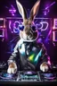 Placeholder: Photography Humanoid Rabbit as dj player smusical self expression play dj in disco club