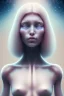 Placeholder: portrait full female human body, meditation, beautiful eye, universe, fractal, realistic, 8k, high quality, extreme detail, symmetrical nose, white natural long hair.