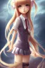 Placeholder: Stunning anime schoolgirl with striking looks in a stormy background