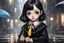 Placeholder: Cute little wednesday addams in 8k realistic anime drawing style, Gothic them, neon effect, close picture, rain, highly detailed, high details, detailed portrait, masterpiece,ultra detailed, ultra quality