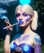 Placeholder: Ultra realistic wonderland photo, happy blonde woman smoking a shisha, blue dress, big purple-cat friend, circus dress style, old school tattoo, smoke, marijuana garden, glow eyes, perfect iris, soft color, highly detailed, unreal engine 5, cinematic, ultra detail, volumetric lighting, high definition.